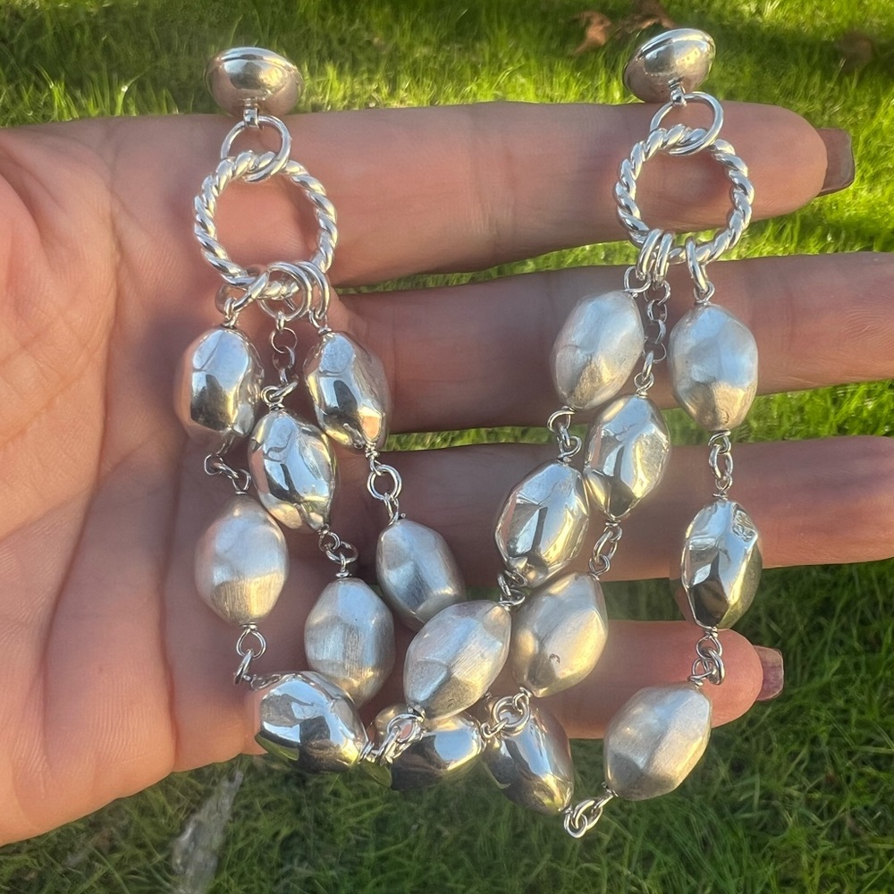 Sterling Silver Italy Satin & High Polish Bead Bracelet W/Magnetic Closure - Picture 10 of 17